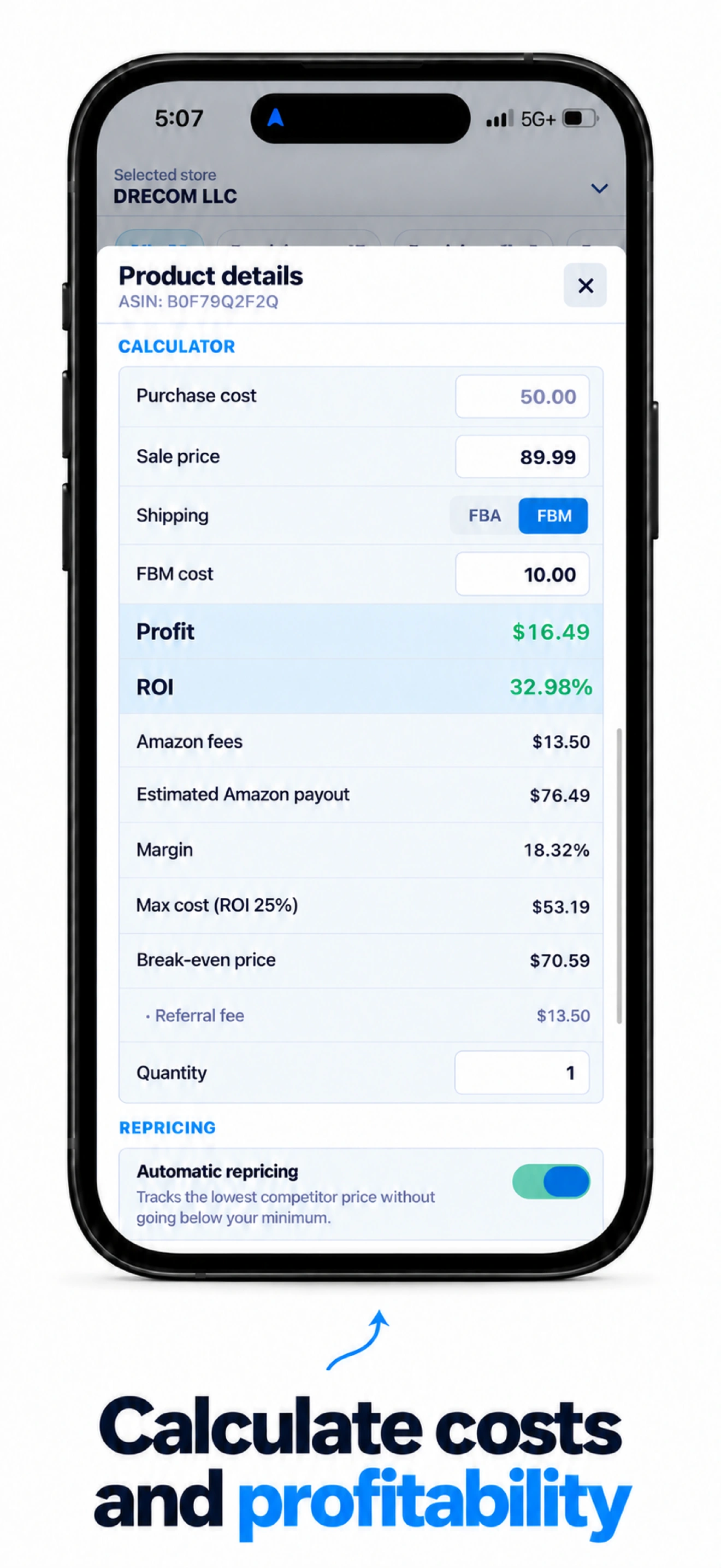 Costs and profitability